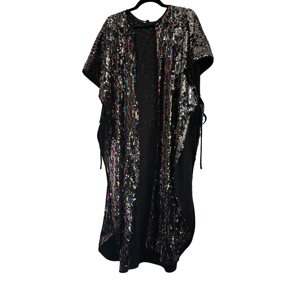 Topshop Reversible Rainbow Sequin Sparkle Razzle Dazzle Cape Kaftan